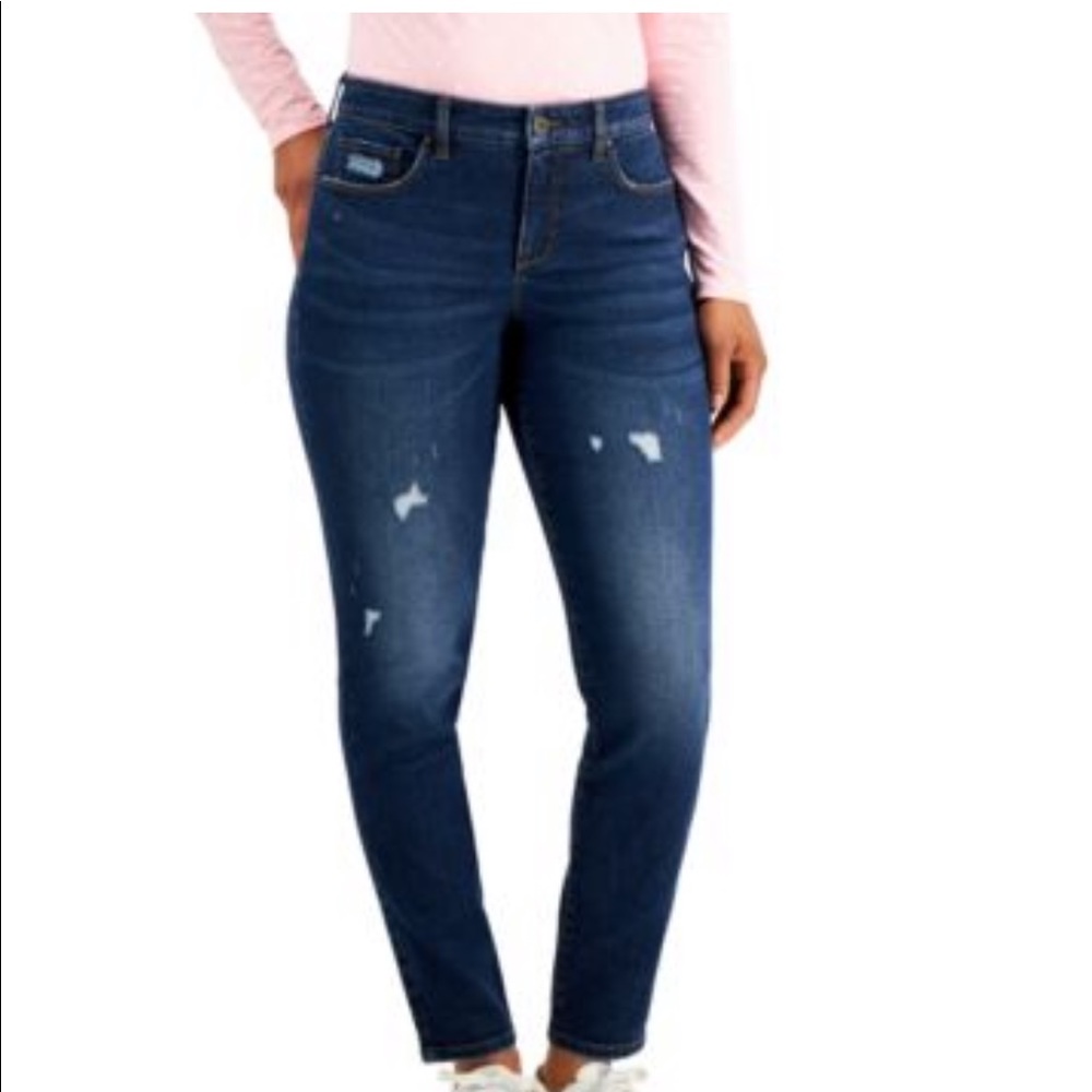 Style & Co Plus Size Flattering Tummy Control Distressed Skinny Jeans